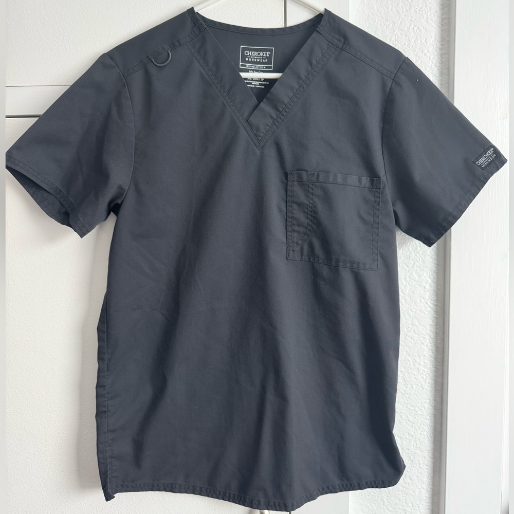 Pewter Gray Cherokee One Pocket Scrub Top